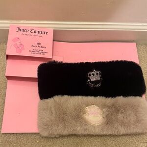 Juicy Couture Faux Fur Headbands black and tan